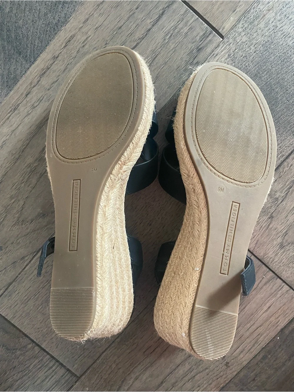 NEW Tommy Hilfiger Black Espadrille Wedge Sandals Size 9 Women’s